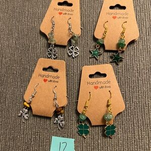 4 pairs of handmade earrings hypoallergenic metals small business made nwt